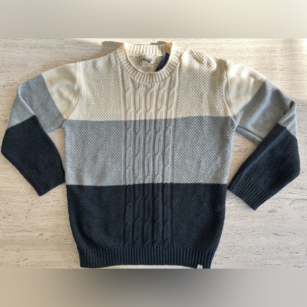 NWT Cream/Grey/Charcoal Chunky Sweater, Size 9-10Y